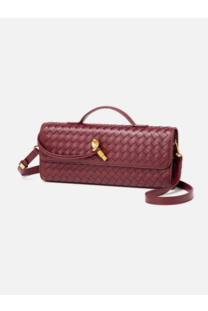 Woven Bag, Single-Shoulder Baguette Style, Niche High-End Horizontal Handbag, Evening Bag, Crossbody Versatile Bag, Fashionable and Exquisite detail 12