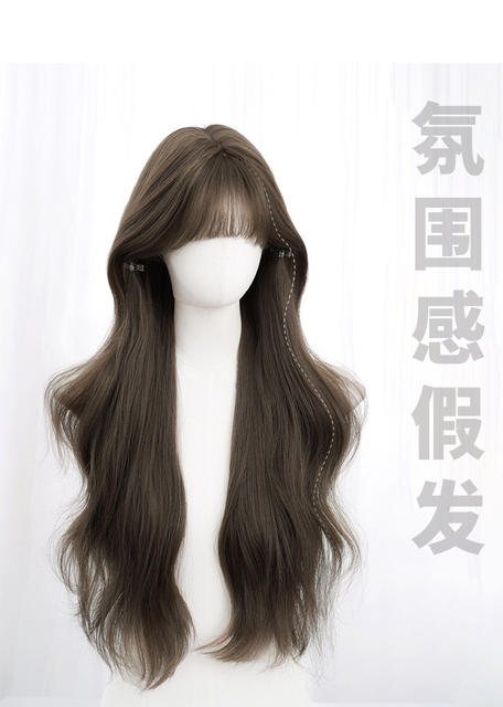 Autumn Wig for Women Wholesale Cross-Border Daily Internet Celebrity Long Curly Hair Natural Big Wave Broken Hair Bangs Full Head Wig detail 9