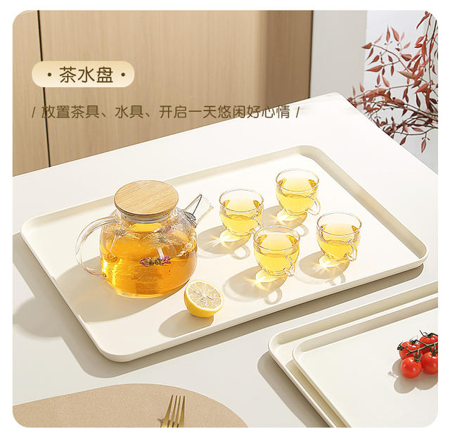 2025 New Tray Home Kindergarten Bread Dessert Plate Plastic Rectangular Cup Tea Cup Fruit Plate detail 9