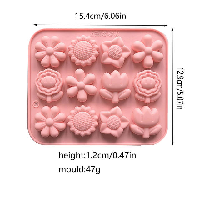 9 different flower-shaped food grade silicone mold chocolate candy jelly jelly mold DIY handmade soap mold detail 4