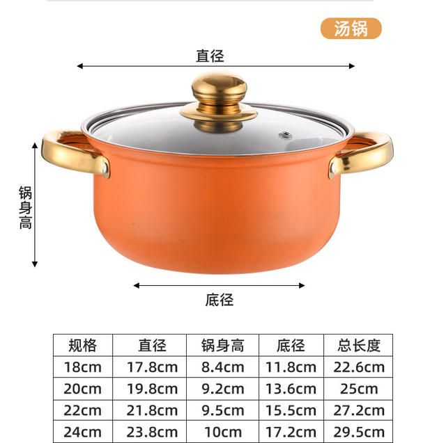 Cross-Border Cookware Set, Colorful Stainless Steel Flat-Bottomed Non-Stick Frying Pan Set, Soup Pot, Household 12-Piece Set detail 10