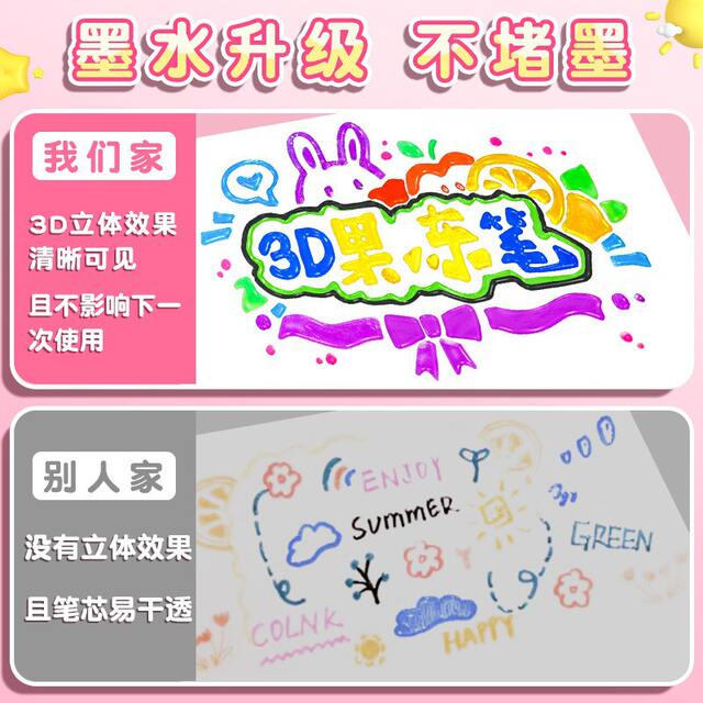 Jelly pen 3d three-dimensional hand account pen students use net red color hand account special pen to mark strokes key highlighter detail 5