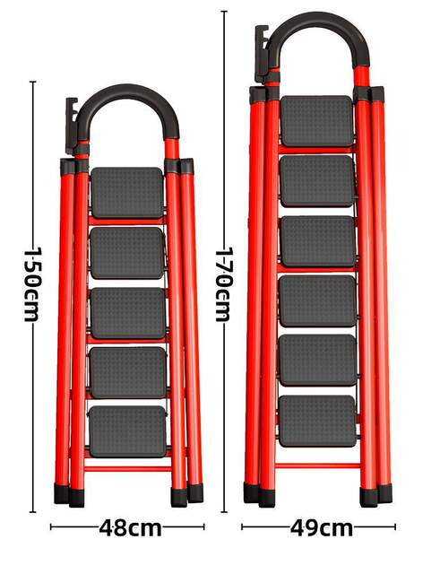 Ladder Household Foldableing Ladder Thickened Carbon Steel Herringbone Ladder Mobile Staircase Telescopic Ladder Step Ladder Multi-Functional Indoor Ladder detail 5