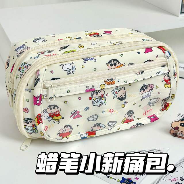 Cartoon Crayon Small New Pain Bag Pencil Bag Simple Student Cute Multi-layer Large Capacity Pencil Case Stationery Storage Bag detail 2
