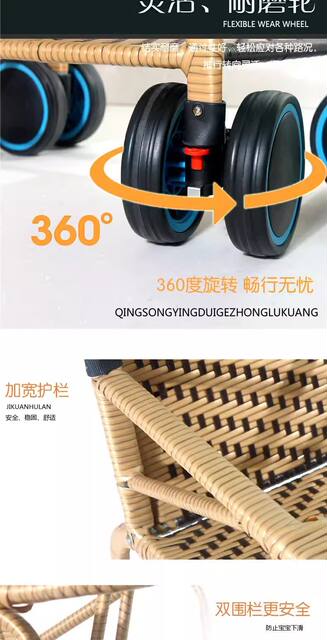 Bamboo and Rattan Baby Stroller Summer Rattan Chair Imitation Rattan Folding Stroller Bamboo Lightweight Rattan Children's Baby Stroller detail 8