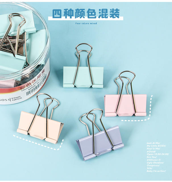 Morandi Color Long-Tail Metal Clips for Documents, Office Clips, Test Paper Clips, Iron Clips, Binder Clips, Wholesale detail 5