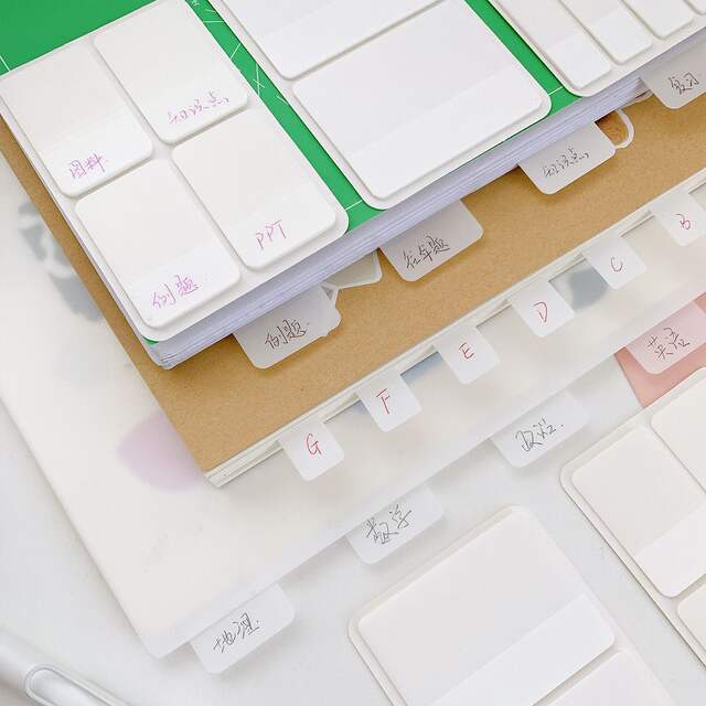 Ins Index Sticker White Transparent Idol Photo Card Simple Bookmark Mark Sticker Can Write Note Sticker Learning detail 3