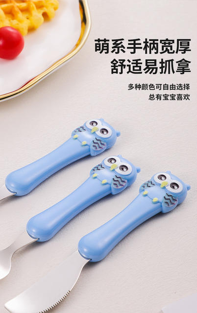 304 food grade children's portable tableware suit baby food supplement infant training spoon fork gift wholesale detail 7