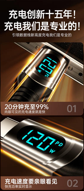 Shunwangshun 120W Super Fast Charging Dual Typec Data Cable Is Suitable for Apple 14/17 Huawei 16 Honor Charging Cable detail 3