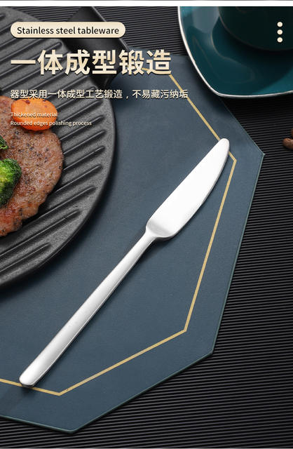 Foreign Trade Stainless Steel Knife, Western-Style Fork and Spoon Cutlery Set, High-End American Industrial Style Matte Steak Knife, Dessert Knife detail 8