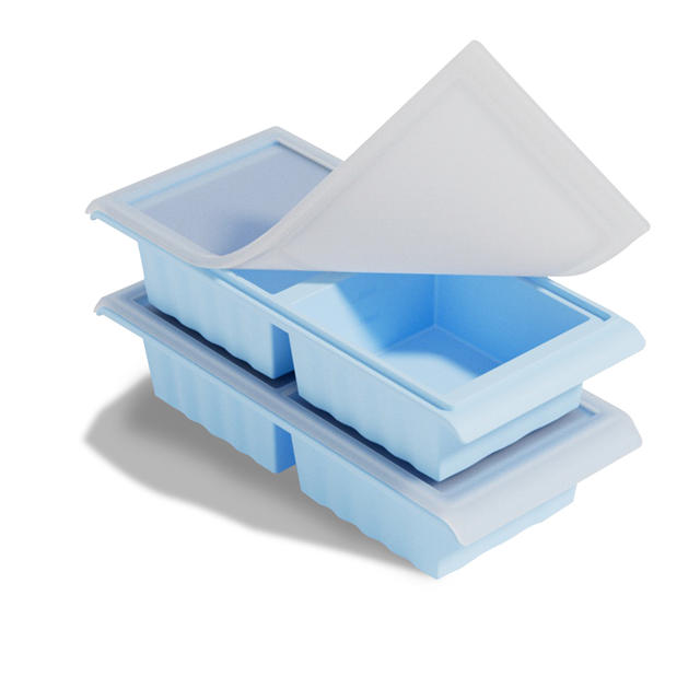 Cross-Border Frozen Soup Silicone Mold Ice Tray 2-Compartment Household Food Supplement Storage Box Fresh-Keeping Box Freezer Tray with Lid