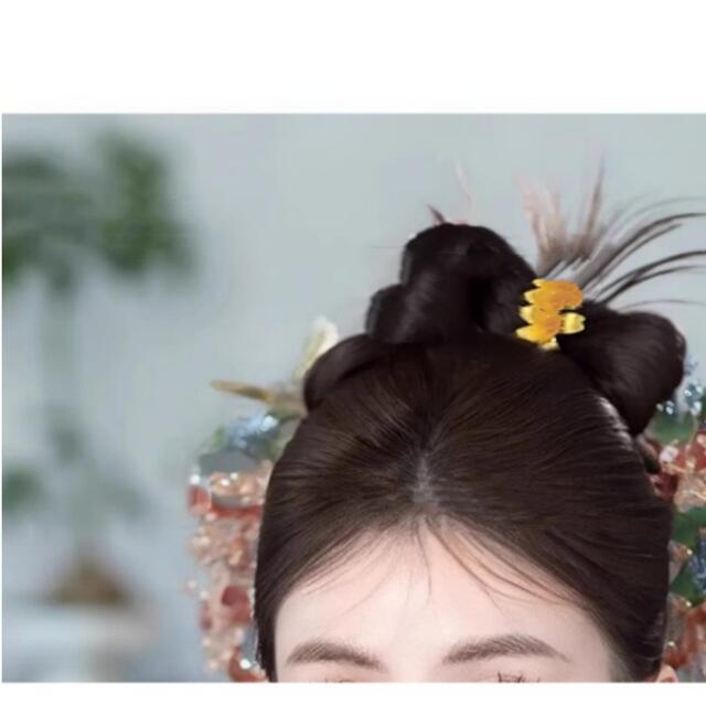 New Chinese Style Makeup Artist Special Simulation Ancient Dress Bride's Hair Pieces Naturally Split Versatile Style Hair Row Wig detail 7