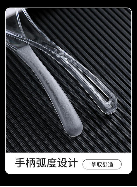 Disposable Spoons Individually Packaged Plastic Thickeneded Bibimbap Spoon Transparent Takeaway Commercial Crystal Dessert Spoon Wholesale detail 9