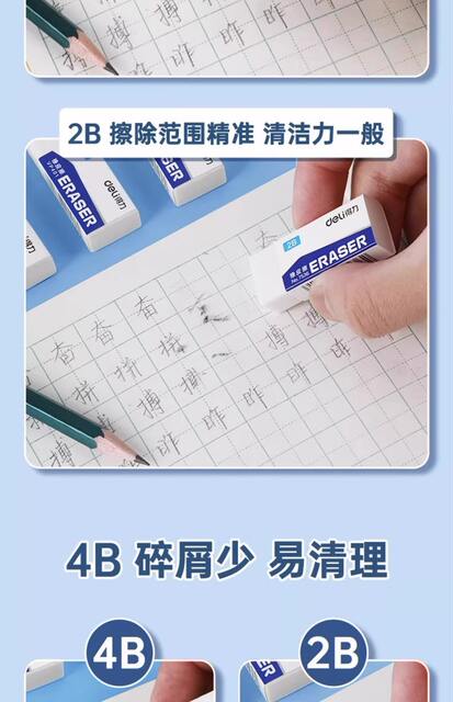 Deli 7536 Scrap-free Rubber 2b Examination Stationery and Learning Supplies Scrap-free Rubber Set Cute Cartoon 4b Wholesale detail 4