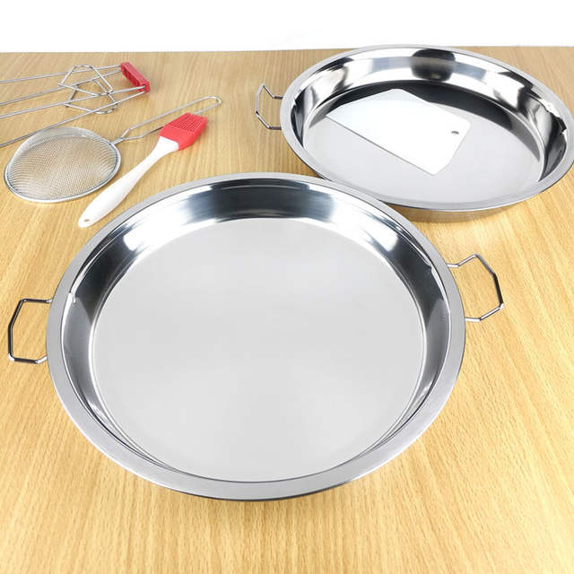 Food-Grade Stainless Steel Round Plate for Cold Noodles, Multifunctional Dish Plate, Thickened and Deepened, Available in Various Sizes, Flat-Bottomed Steaming Plate for Cold Noodles detail 1