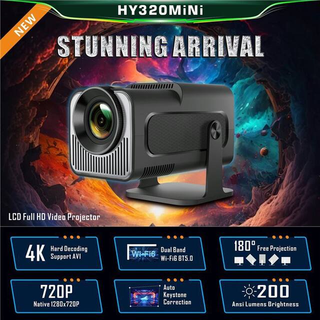 HY320mini cross-border explosions factory direct intelligent office home recommend ultra high definition 1080P projector detail 1