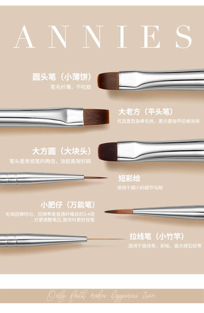Ennis Japanese-Style Artist Nail Art Brush Set for Line Drawing, Painting, Phototherapy, Gradient Brushes for Nail Salons detail 3