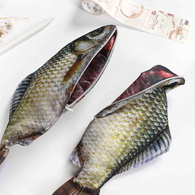 Creative Simulation Carassius Carassius Carassius Personality Funny Salted Fish Pencil Bag Fresh Sea Fish Fish Shaped Pencil Bag Shake Tone Same detail 9