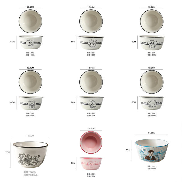 Ceramic Bowl with Two Handles for Home Use, Underglaze Color Soup Bowl, Noodle Bowl, Rice Bowl, Salad Bowl, Large Bowl, Double-Handle Bowl for Meals detail 6