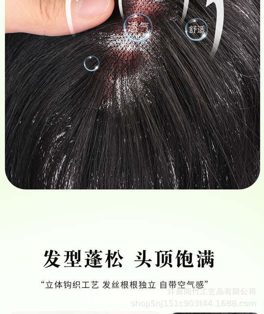 Xuchang Wen Zhu Bangs Hairpiece for Top of Head, Hair Volume Increase, Natural Realistic Hair, High Crown, Figure-Eight Bangs Hairpiece detail 12