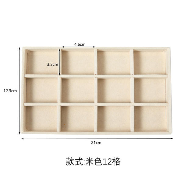 Beige jewelry tray jewelry box storage box ear studs earrings drawer flannel plate detail 10