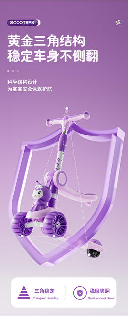 Scooter for Kidsren 2-6-10 Years Old, Three-In-One Rideable and Sitable Scooter for Boys and Girls, Music Flash Scooter detail 3