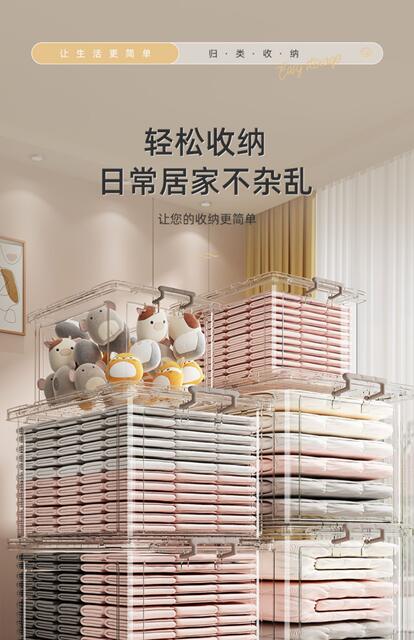 Transparent Storage Box Household Plastic Storage Box Wardrobe Clothes Large Capacity Toy Snack Storage Box detail 1