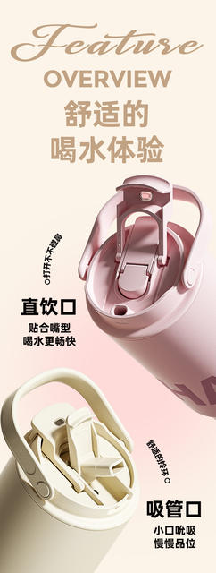 New Style Simple Large-Capacity Ice Cup with Handle, 316 Stainless Steel Thermos Cup, Outdoor Sports Portable Dual-Use Drinking Cup detail 4