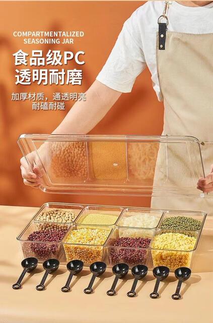 304 Stainless Steel Ice Powder Ingredient Box Multi-Compartment Seasoning Box with Lid for Commercial Use, Fruit Salad Seasoning Box, Sauce Container detail 4