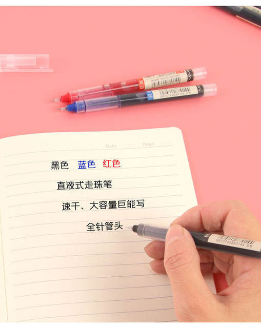 Quick-drying straight-liquid ballpoint pen 0.5mm red and black gel pen office supplies water pen signature pen stationery detail 10