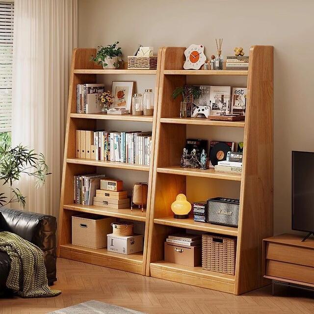 Solid Wood Bookshelf, Trapezoidal Pine Storage Rack, Household Children's Storage Unit, Wall-Mounted, Floor-Standing, Integrated Simple Storage Cabinet, Bookcase detail 2