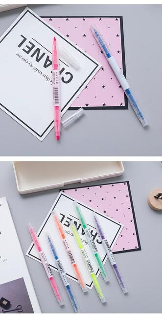 Double-head highlighter student hand account pen marker pen color marker pen 6 color painting pen stationery wholesale detail 11