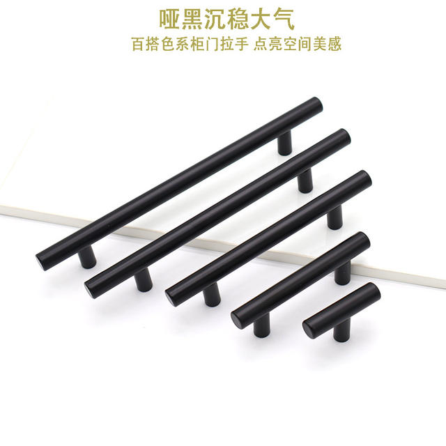 Cross-Border Exclusive Supply of Nordic T-Shaped Hollow Stainless Steel Handles, Light Luxury Drawer and Wardrobe Handles, Round Tube Door Handles detail 5