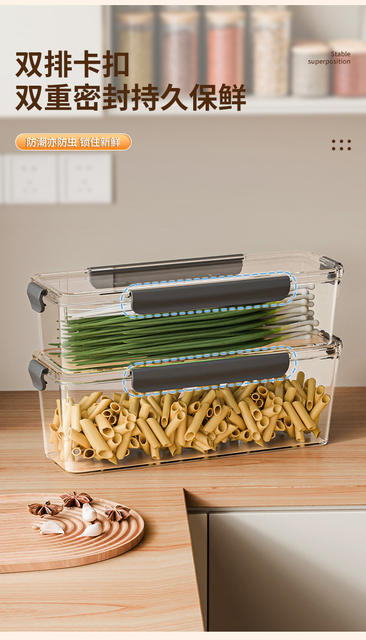 Noodle Storage Box, Sealed Storage Jar, Noodle Bucket Storage Tube, Grain Storage Sealed Jar Box, Highly Transparent detail 12