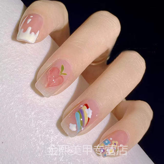 Children's Nail Stickers, Girls' Non-Toxic Nail Art Stickers, Dopamine Rainbow 2026 New Self-Adhesive No-Bake Decorations detail 5