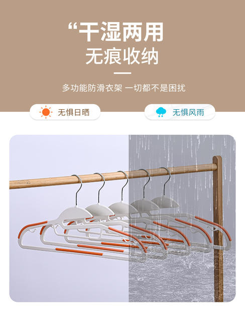 Amazon wet and dry drying hanger seamless plastic clothes support multi-functional non-slip seamless finishing hanger detail 4