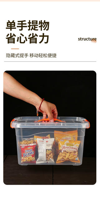 Plastic Transparent Portable Storage Box for Home Use, Clothing Storage Box, Toy Storage Box, Thickened Commercial Storage Box detail 6