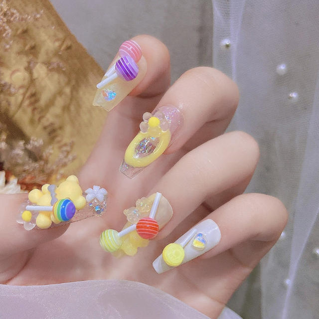 Nail Art Candy Decoration Mini Color Stripe Lollipop Nail Sticker Jewelry Handmade DIY Material Accessories detail 4