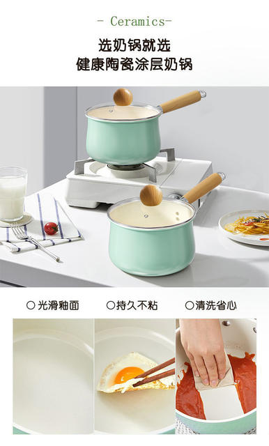 Popular Autumn Blue Double-Sided Ceramic 0-Fluorine Non-Stick Milk Pot, Household Pot for Heating Milk and Cooking Instant Noodles, Suitable for All Stoves, Yukihira Pot detail 3