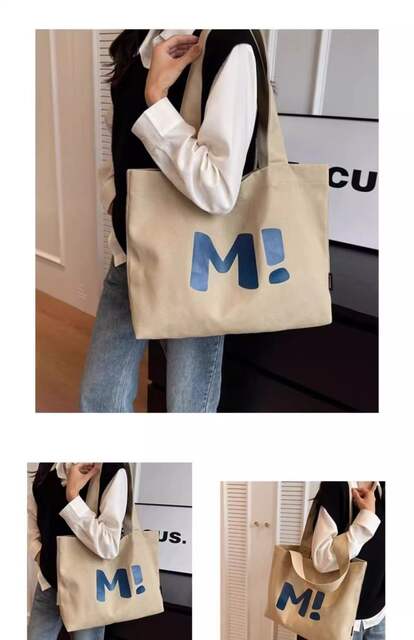 Canvas Bag Women's Large Capacity Strong Supermarket Shopping Bag Simple All-match 2024 New Shoulder Hand Tote Bag detail 6