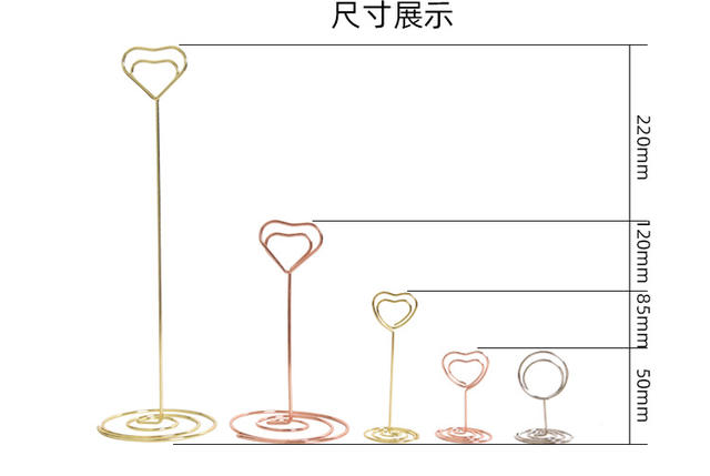 Cross-Border Metal Note Holder Desktop Business Card Holder Love Seat Holder Ready-Made Wholesale Message Holder Wedding Wedding Label detail 12