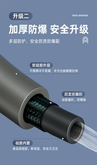 High-Pressure Silicone Shower Hose Integrated Universal Bathroom Shower Pipe Nozzle Large Diameter Shower Set detail 9