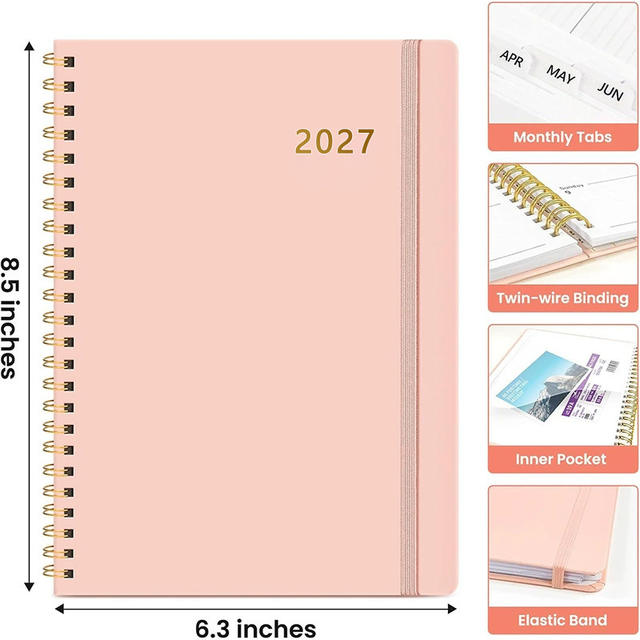 Cross-Border Amazon A5 Notebook Customized 2027 English Annual Planner Spiral-Bound Schedule Notebook Notepad detail 7