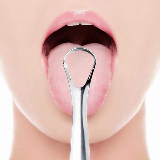 Tongue Scraper Stainless Steel Men's Tongue Scraper Middle-Aged and Elderly Tongue Coating Cleaning Artifact Bad Breath Tongue Coating Cleaner detail 8