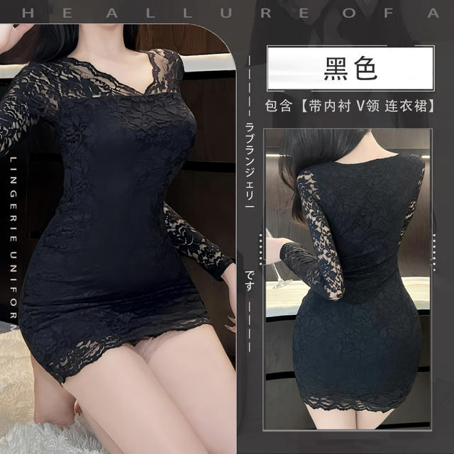 Sexy Lingerie Uniform Lace Set, Pure and Energetic Temptation Uniform Dress Set, Versatile Short Skirt for Women