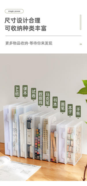 Large-Capacity Transparent A4 File Storage Box, Household Document Organizer, Student Information Desktop Storage Box Wholesale detail 9