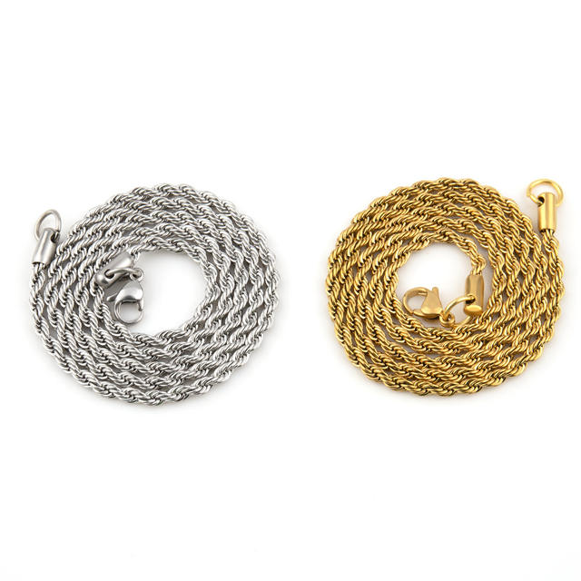 Stainless Steel Twist Chain Vacuum Color Retention Electroplating Non-Fading Gold Necklace Titanium Steel Hip-Hop Men's Chain Chain detail 4