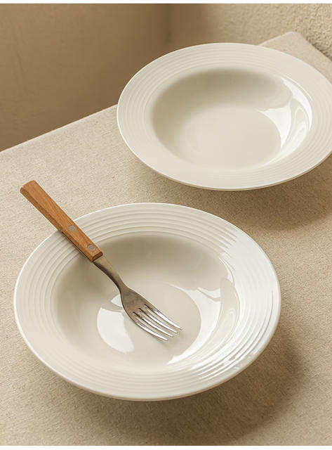 Preferential High-value Embossed Straw Hat Plate Solid Color Ceramic Plate Western-style Pasta Plate Dessert Plate Household Tableware Dish detail 4