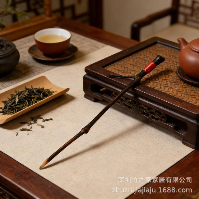 Purple Bamboo Tea Scoop Tea Set Accessories White Bamboo Tea Scoop Tea Scraper Carbonized Polished Matcha Tool Pointed Wide Head Regular detail 5