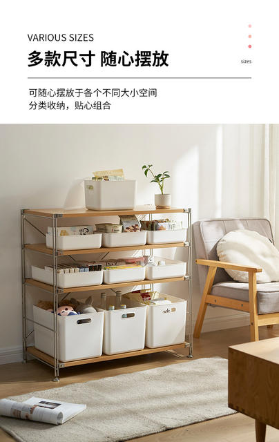 Miscellaneous Storage Box Desktop Cosmetics Organizer Dormitory Storage Kitchen Multifunctional Storage Basket Rectangular Pp Box detail 4